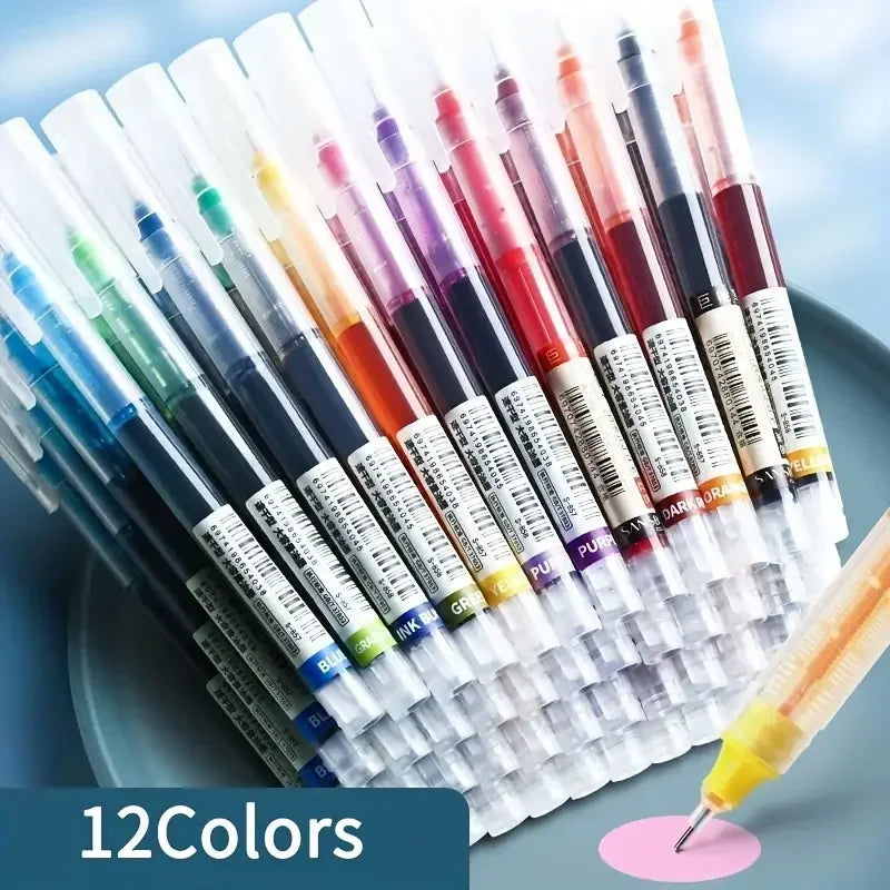 1/100pcs 0.5mm High Quality Needle Type Gel Pens Straight Liquid Ballpoint Pen Kawaii Stationery School Office Supplies Writing