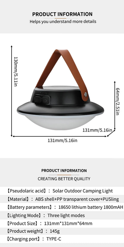 Solar High Power LED Camping Light 3 Modes Rechargeable Portable Lanterns Outdoor Emergency BBQ Waterproof Tent Lighting Lamp