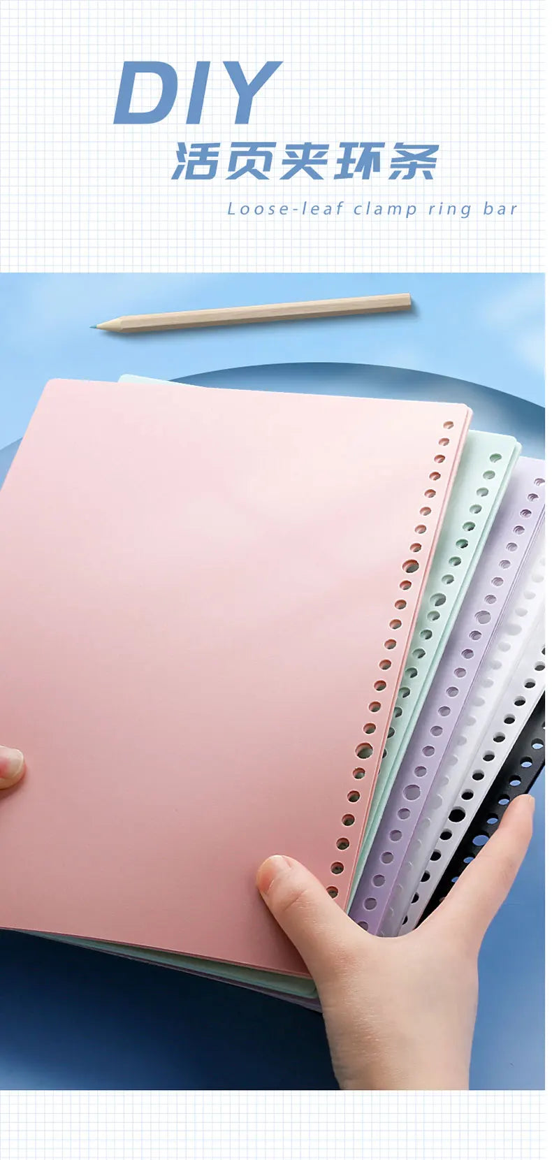 6 Sheets A4 B5 A5 30/26/20 Holes Transparent PP Loose-leaf Cover Index Divider Separator Notebook Accessory Stationery Useful