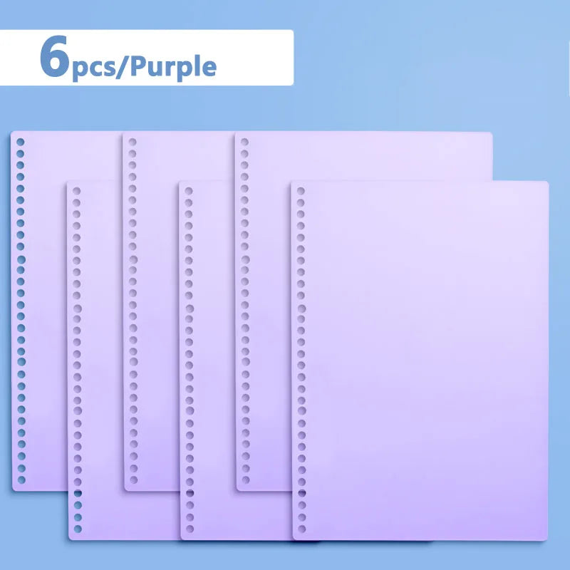 6 Sheets A4 B5 A5 30/26/20 Holes Transparent PP Loose-leaf Cover Index Divider Separator Notebook Accessory Stationery Useful