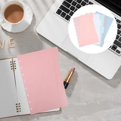 5Pcs Mushroom Hole Notebook Dividers 5.5X8.5inch Loose-Leaf Planner T Puncher Office Tab Dividers Accessory Bookmark Index Page