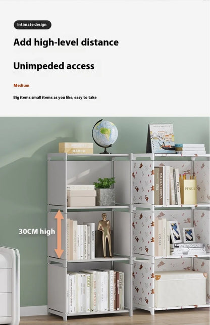 Multi-layer Simple Assembled Bookshelf Easy To Assemble Closet Storage Cabinet Portable Children's Sundries Shelf Save Space