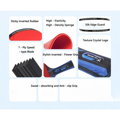 Table Tennis Racket Set Professional 7/5-Ply Wood with Pimples-in Rubber Includes 2 Rackets,3 Ping Pong & Box for Beginners