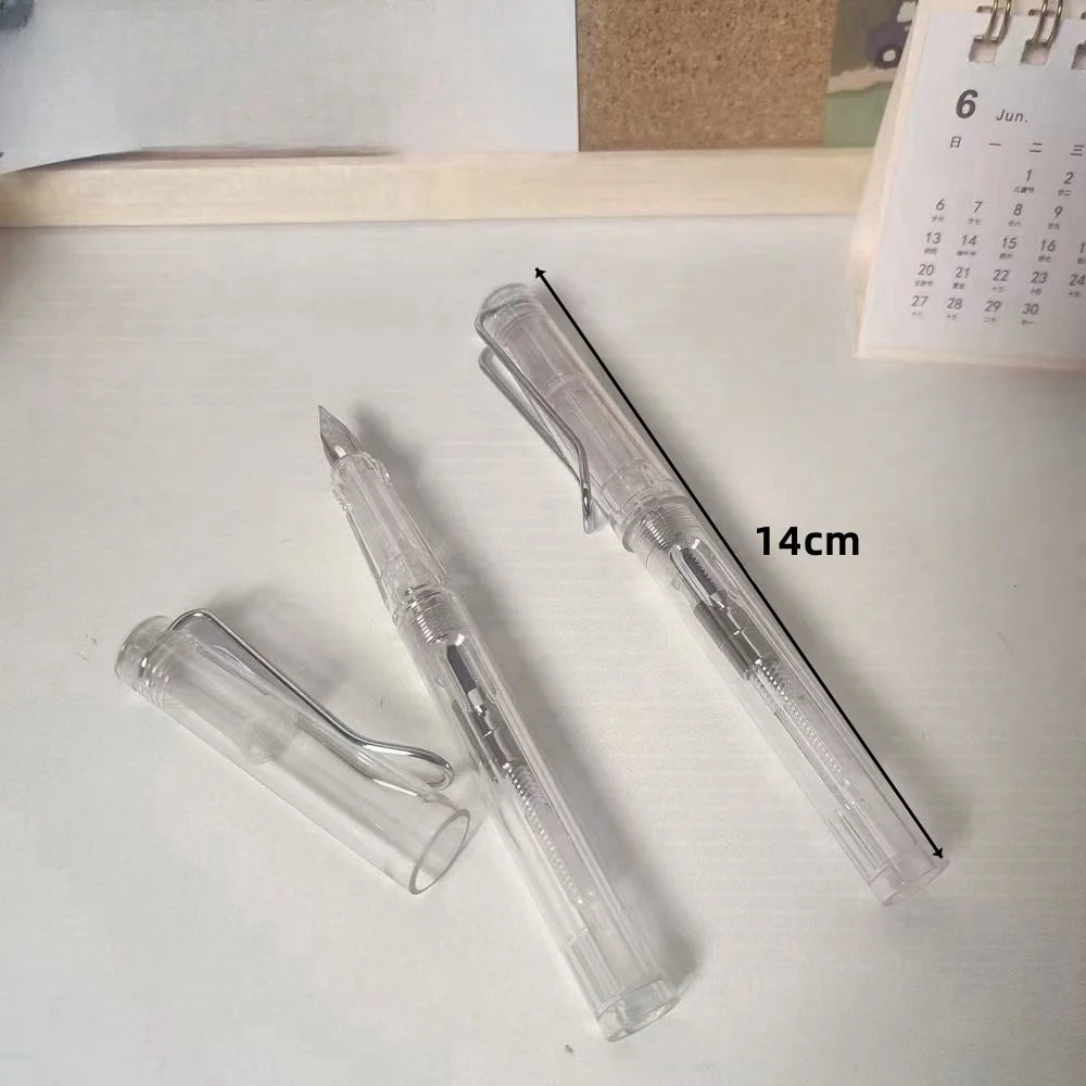 Transparent pen +10 color ink sac, pen can replace ink sac, transparent no printing style ins high appearance level correction p