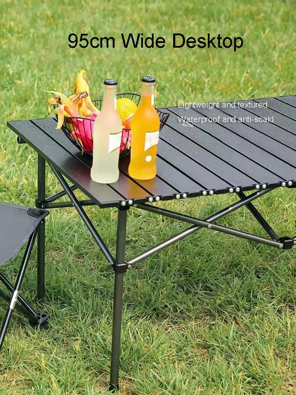 Outdoor Folding Long Table Easy To Install Portable Storage Black Camping Table Barbecue With Net Bag Light Stable Desk Table