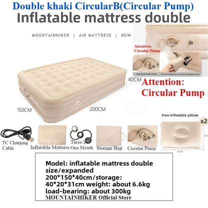 MOUNTAINHIKER Outdoor Inflatable Seating Mat Interior Air Mattress Mats Luxury Built-in Pump Thicken PVC Sleeping Bed Furniture