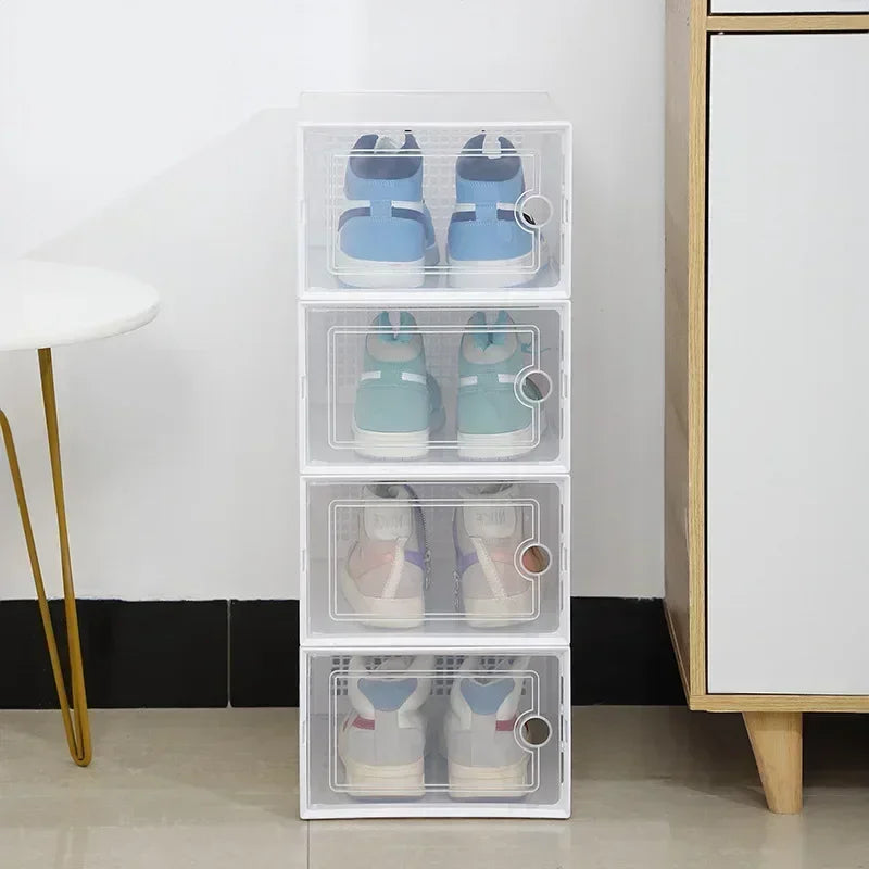 Shoe Cabinets Transparent Plastic Shoes Case Stackable Front Lid Drawer Shoes Organizer Thicken Large Moisture-Proof Storage Box