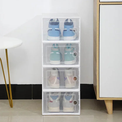 Shoe Cabinets Transparent Plastic Shoes Case Stackable Front Lid Drawer Shoes Organizer Thicken Large Moisture-Proof Storage Box