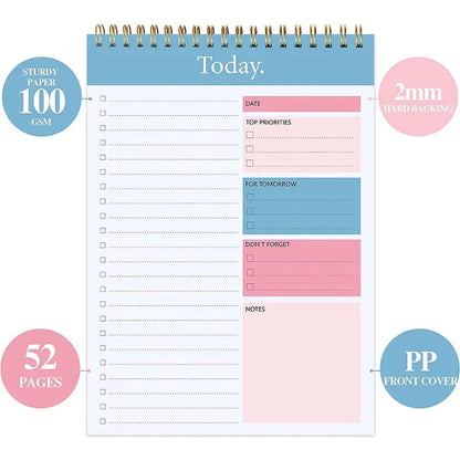 A5 To Do List Notepad Undated Daily Planner Notebook Stationery Teacher Gift Diary Campus Agenda Office Supplies 50 sheets