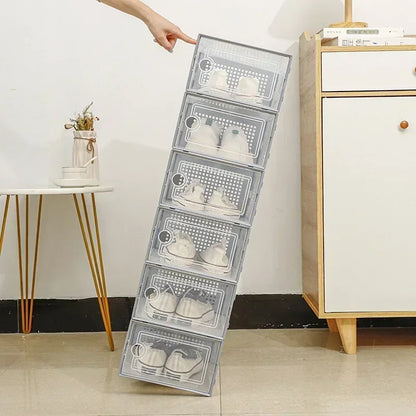 Shoe Cabinets Transparent Plastic Shoes Case Stackable Front Lid Drawer Shoes Organizer Thicken Large Moisture-Proof Storage Box