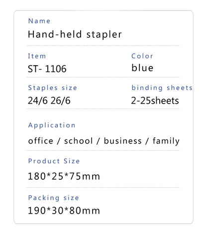 BAOKE ST1106 26/6 24/6 Hand Type Stapler With Staples