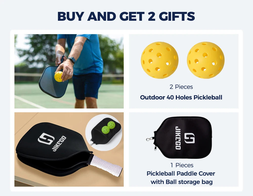 JIKEGO 18K Carbon Fiber Pickleball Paddle 2023 16mm Professional Pickle Ball Racket Racquet Men Women Child