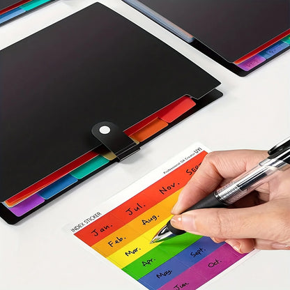 24pcs Colorful A4 Plastic File Folder with Labels-Multi-Layer,Snap Closure,Durable Storage Organizer for Office & School Supplie