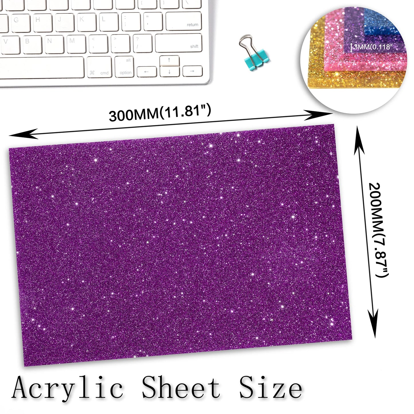 Double-sided Fine Glitter Acrylic Sheet Multi-color Available 3MM Thickness Acrylic Sheet Retail Home Decoration Plaque Material