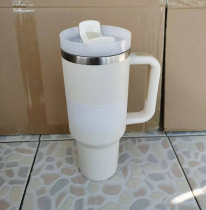 New Style Tumbler with Handle & Straw 40 oz Twist On 3Way Lid Cupholder Compatible for Travel Insulated Stainless Steel Cup
