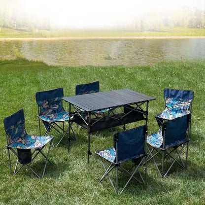 Outdoor Folding Long Table Easy To Install Portable Storage Black Camping Table Barbecue With Net Bag Light Stable Desk Table
