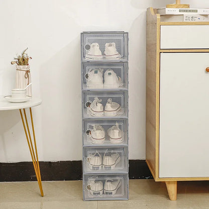 Shoe Cabinets Transparent Plastic Shoes Case Stackable Front Lid Drawer Shoes Organizer Thicken Large Moisture-Proof Storage Box