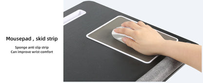 MUMUCC Portable Bed Table For Laptop Folding With Foldable Cushion,Handle,Slot And Mouse Pad, Wooden Gaming Desk