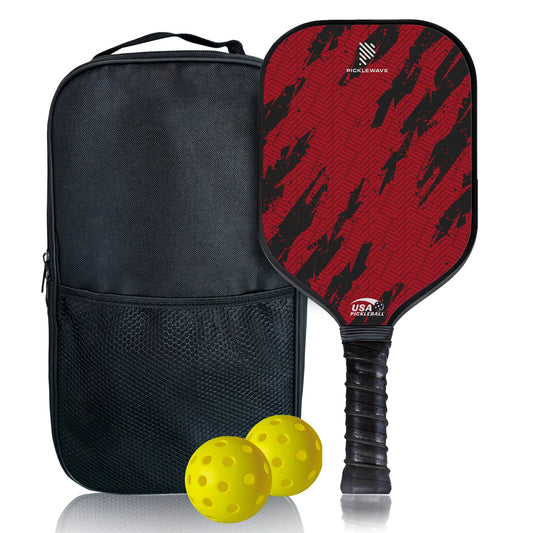 Intense Red Trace USAPA Pickleball Paddle Fiberglass Surface With High Grit & Spin Unibody Edgeless Sport Racquet Pickleball