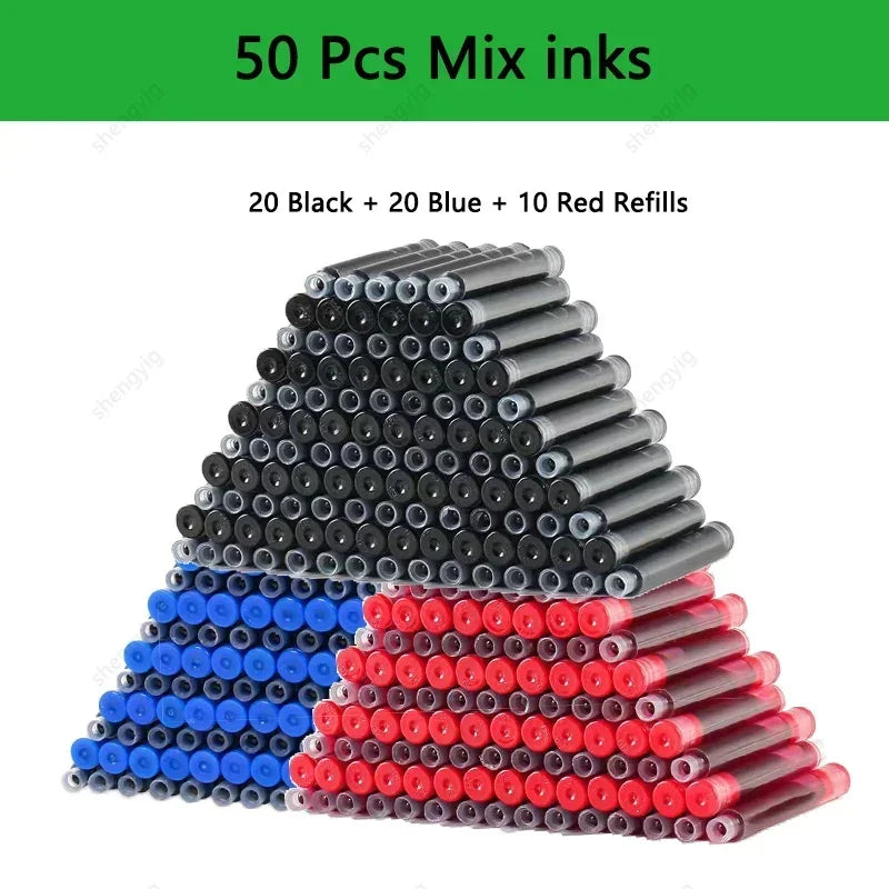 53Pcs Fountain Pen Replaceable Ink Set Black/Blue/Red ink EF School Pens Office Supplies Stationery for Writing Calligraphy Pen