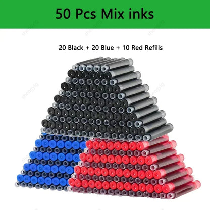 53Pcs Fountain Pen Replaceable Ink Set Black/Blue/Red ink EF School Pens Office Supplies Stationery for Writing Calligraphy Pen