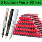 53Pcs Fountain Pen Replaceable Ink Set Black/Blue/Red ink EF School Pens Office Supplies Stationery for Writing Calligraphy Pen