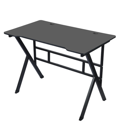 Gaming Desk PC Computer Game Table with X-shaped Steel Legs Sturdy Workstation Standing Desk for Home Office with Cable Holes