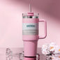 40oz 1200ML double-layer insulated tumbler cold drink travel cup coffee cup A handled and strawed insulated tumbler Ice Cup