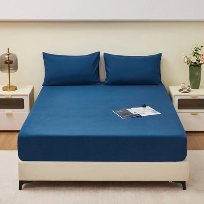 Waterproof Fitted Bed Sheet Comfortable Mattress Protector with Elastic Rubber Band Washable and Easy Care