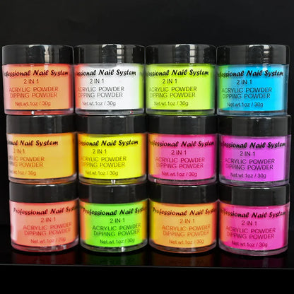100g/Bag Neon Acrylic Powder 3in1 Phosphor Nail Dust Powder DIY Extending/Dipping Bulk Manicure Pigment FD-58nkhs