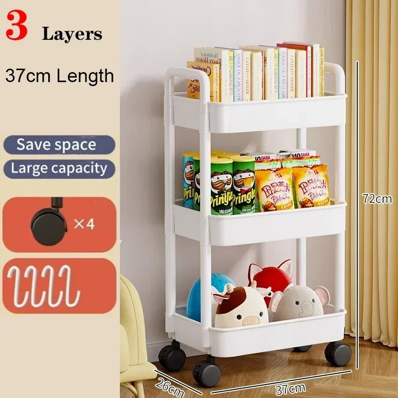Mobile Storage Rack Trolley Organizer Household Kitchen Multifunctional Cart With Wheels Home Accessories Multi Storey Bookshelf