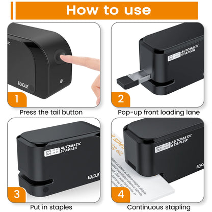 EAGLE automatic electric Stapler,  With free 2000 staples, 20-sheet capacity, Dual power supply, office,school binding supplies
