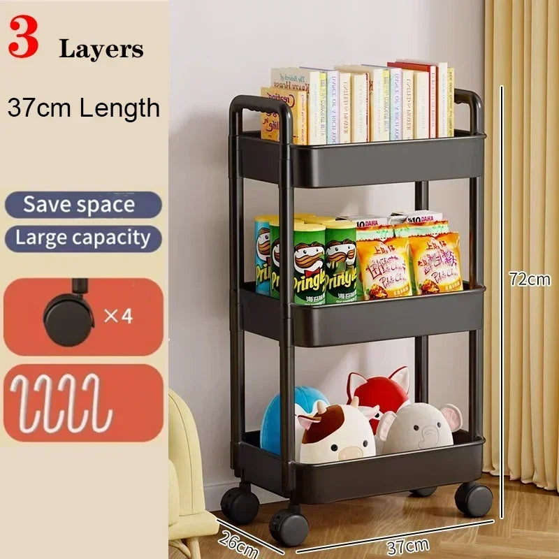 Mobile Storage Rack Trolley Organizer Household Kitchen Multifunctional Cart With Wheels Home Accessories Multi Storey Bookshelf