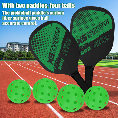 Pickleball Rackets Set Pickleball Paddle Set of 2 Rackets & 4 Pickleballs Balls Pickle-Ball Racquet with Balls Sports Accessory