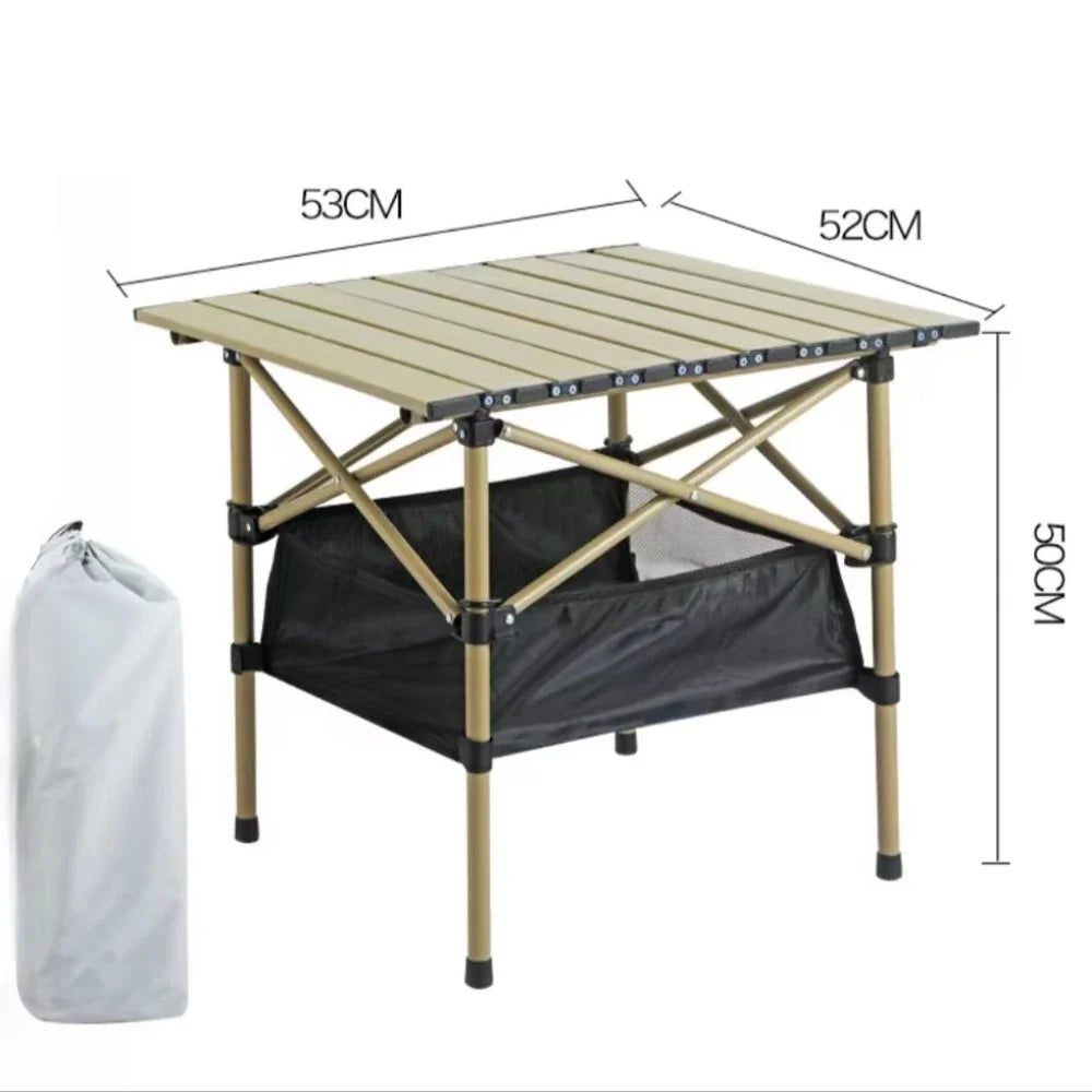 Outdoor Folding Long Table Easy To Install Portable Storage Black Camping Table Barbecue With Net Bag Light Stable Desk Table