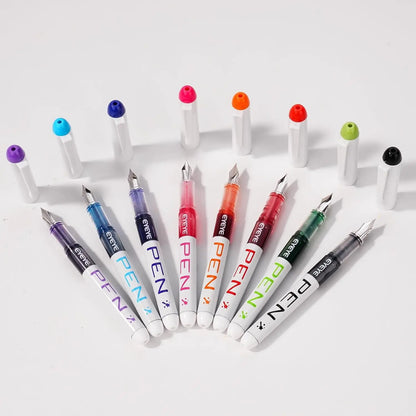 Disposable Fountain Pens, Straight Liquid Fountain Pens，for WritingQuick-Drying Ink Pen, Smooth-Writing Multicolor Art Supplies