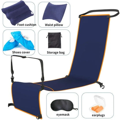 Adjustable Footrest Hammock with Inflatable Pillow Seat Cover for Planes Trains Buses Swing Chair Outdoor Chair Travel