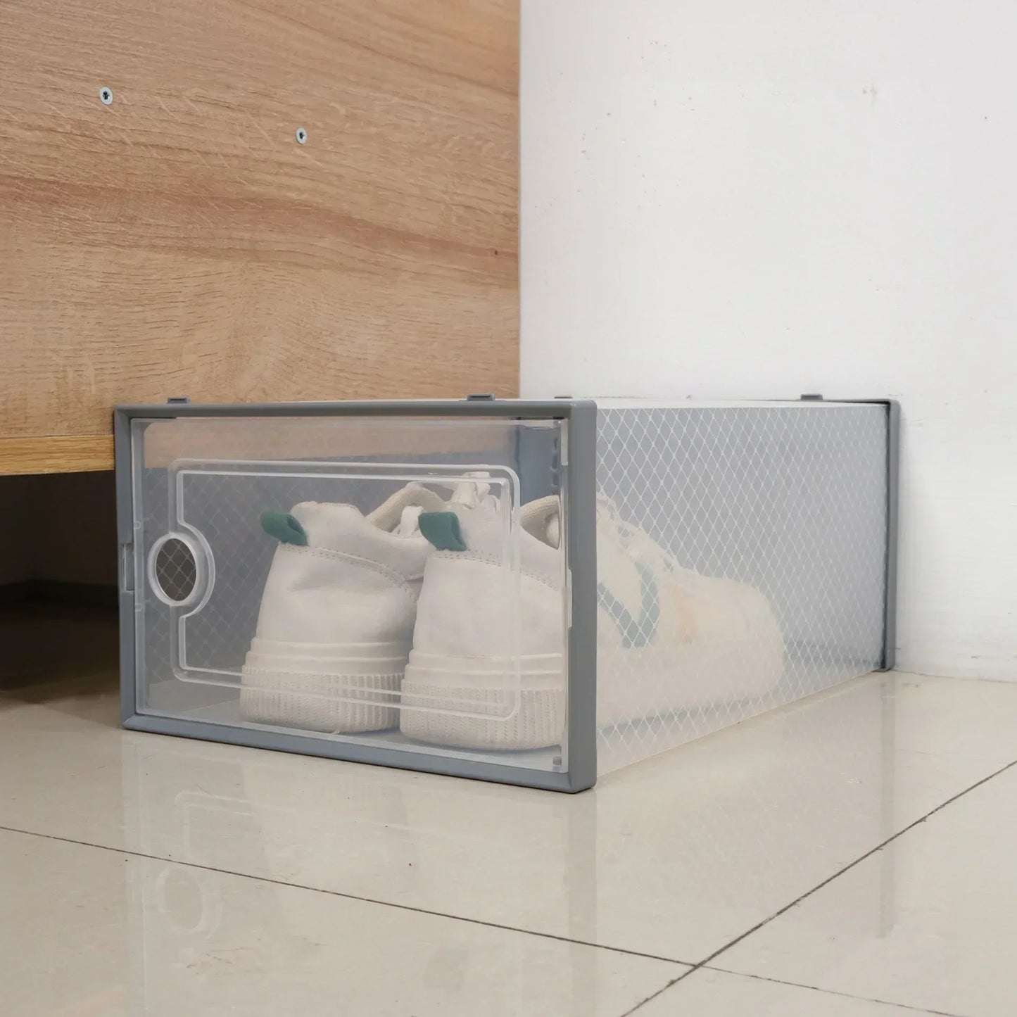 Shoe Cabinets Transparent Plastic Shoes Case Stackable Front Lid Drawer Shoes Organizer Thicken Large Moisture-Proof Storage Box