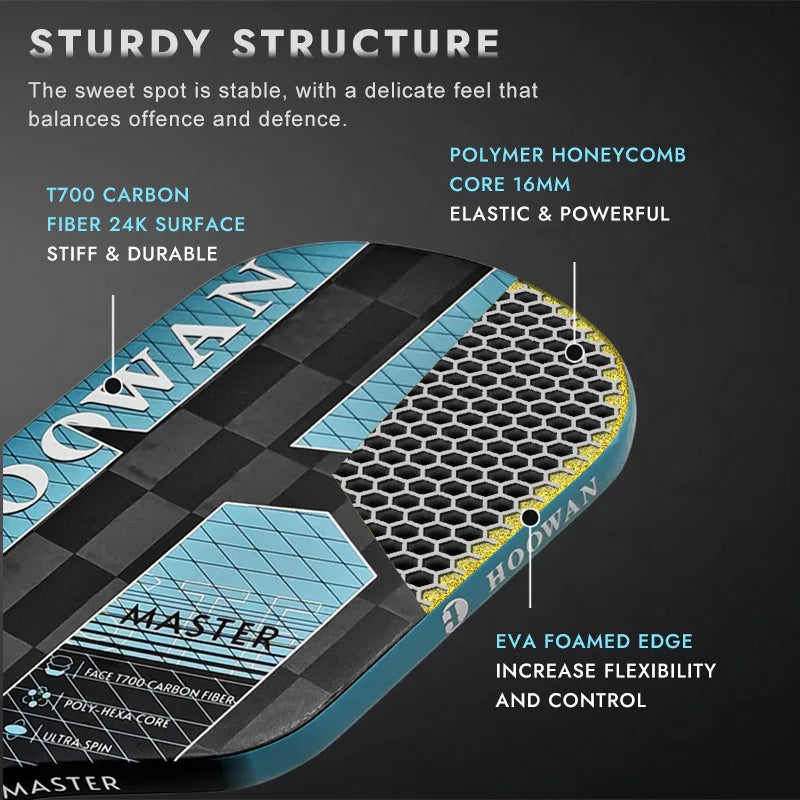 HOOWAN MASTER Pickleball Paddle Carbon Fiber 24K Rough Surface Thermoformed Pickleball Racket 16MM Edgeless EVA-Foamed Paddle