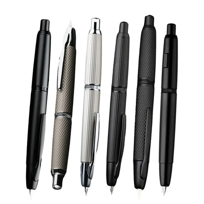 sliver Moonman A1 fountain pen Metal Press Iink pen Striped pattern EF 0.4MM Nibs writing gift pens for students office supplies