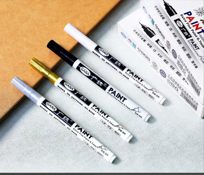 4Pcs/set Oil Based White Black Permanent Paint Markers Pens 0.7mm Extra Fine Waterproof, for Rock Painting, Wood, Metal, Canvas