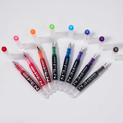 Disposable Fountain Pens, Straight Liquid Fountain Pens，for WritingQuick-Drying Ink Pen, Smooth-Writing Multicolor Art Supplies