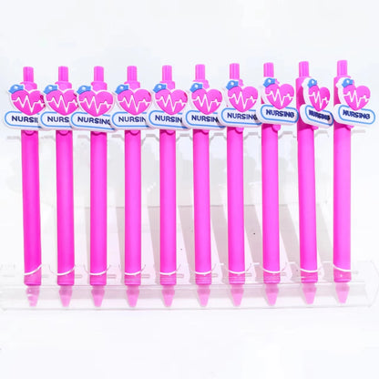 10PCS Doctor's Pens in Pink Series, Medical Neutral Pens, Solid Color Medical Nursing Day Series, Random Style Ballpoint Pens.