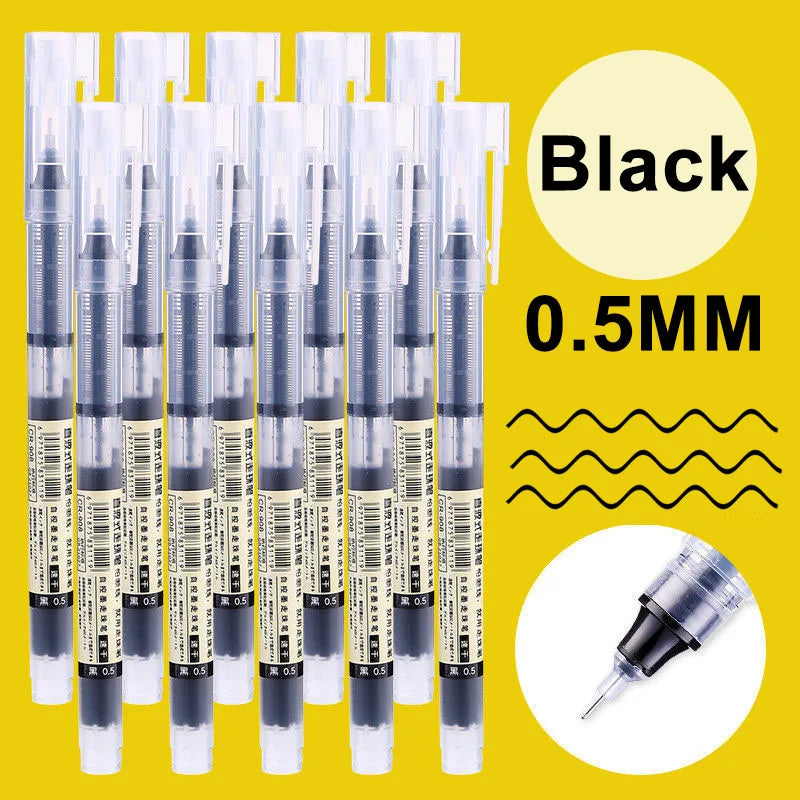 1/100pcs 0.5mm High Quality Needle Type Gel Pens Straight Liquid Ballpoint Pen Kawaii Stationery School Office Supplies Writing