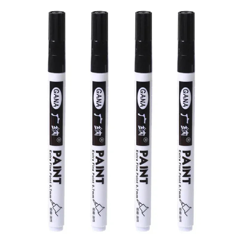 4Pcs/set Oil Based White Black Permanent Paint Markers Pens 0.7mm Extra Fine Waterproof, for Rock Painting, Wood, Metal, Canvas