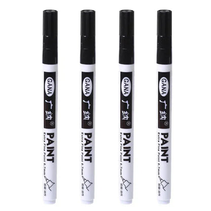 4Pcs/set Oil Based White Black Permanent Paint Markers Pens 0.7mm Extra Fine Waterproof, for Rock Painting, Wood, Metal, Canvas