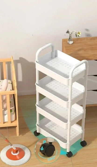 Household Multi-layer Small Cart Storage Rack Floor To Floor Kitchen Bedroom Bathroom Storage Rack Storage Rack With Wheels