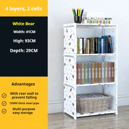 Multi-layer Simple Assembled Bookshelf Easy To Assemble Closet Storage Cabinet Portable Children's Sundries Shelf Save Space