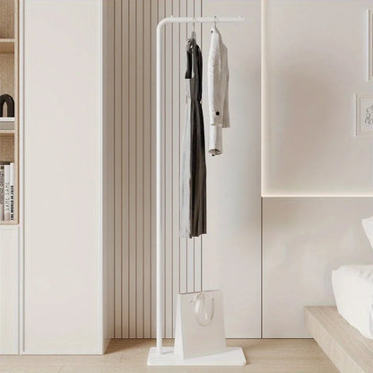 Scandinavian Modern Metal Valet Stand - Freestanding Multipurpose Suit Rack with Special Functions - Bedroom Clothing and Accessories
