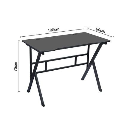 Gaming Desk PC Computer Game Table with X-shaped Steel Legs Sturdy Workstation Standing Desk for Home Office with Cable Holes